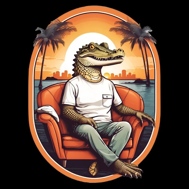 Alligator on sofa
