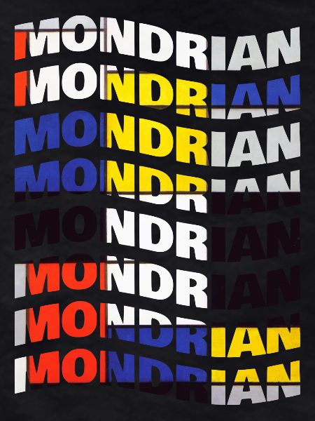 Mondrian wave text effect t-shirt