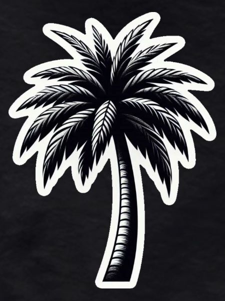 Palm tree black white
