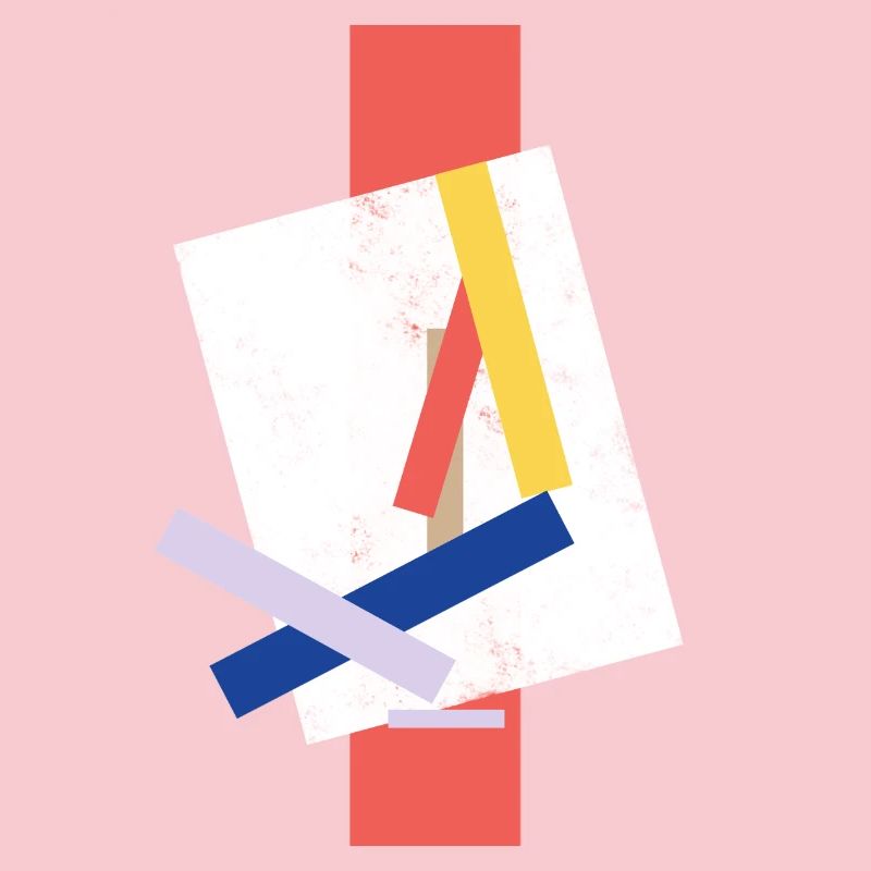 Abstract color block pattern distorted face