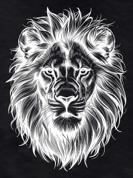 Lion Head Silhouette Black White