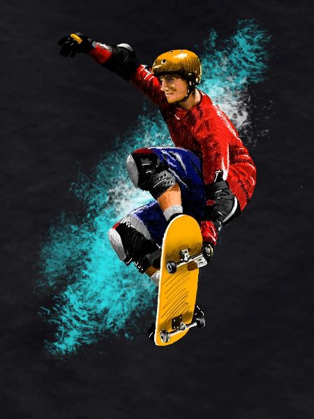 Skateboard Jump Neon Splash