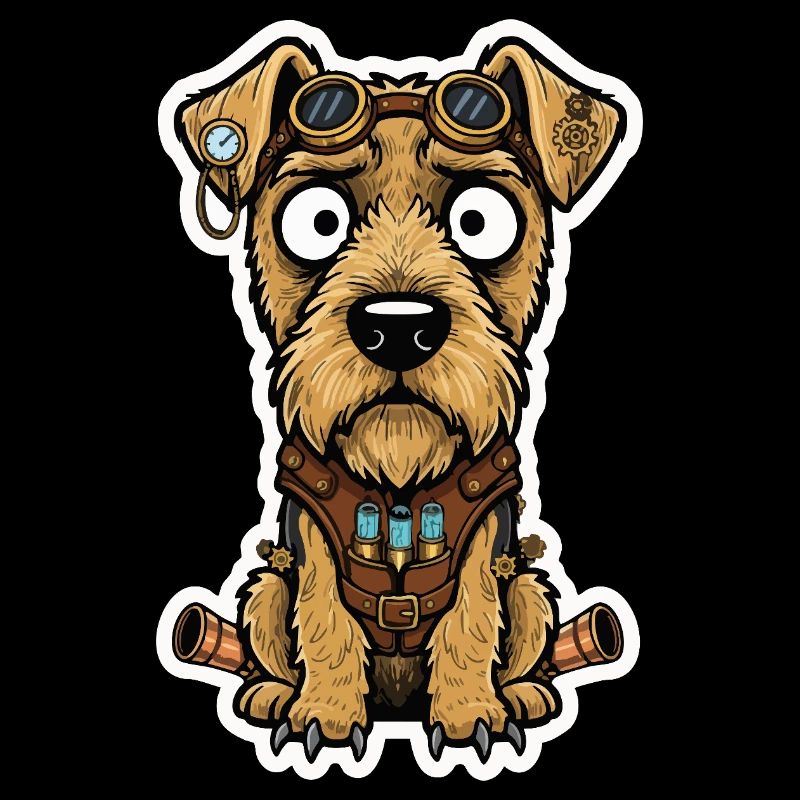 Steampunk Terrier Dog Propulsion und Fläschchen