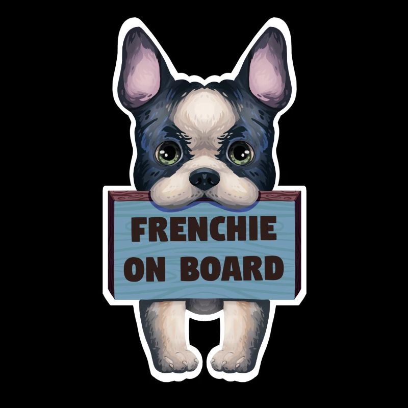 Sticker bouledogue français à bord