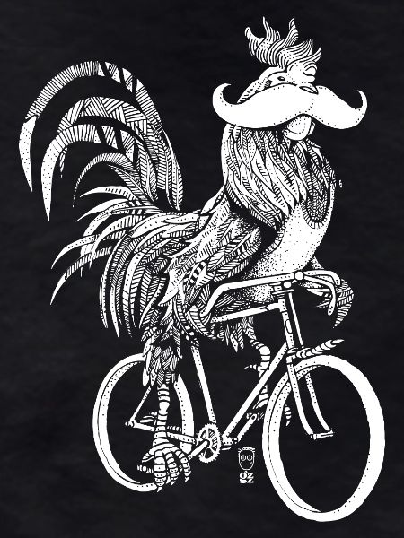 Rooster & Bicycles - white version