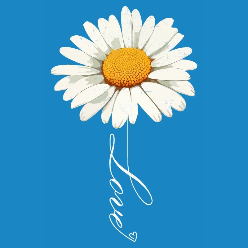 Daisy Flower with Love Script