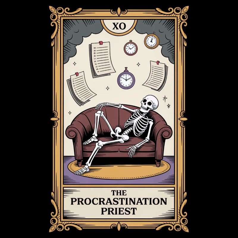 The Procrastination Priest Aufschieber Skelett