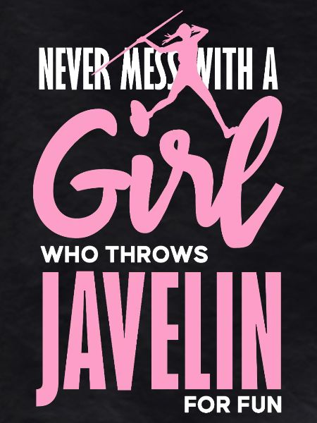 Javelin thrower with fun statement
