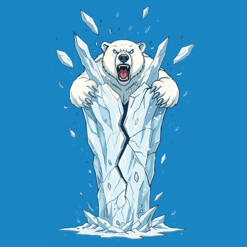 Eisbär bricht Eisblock