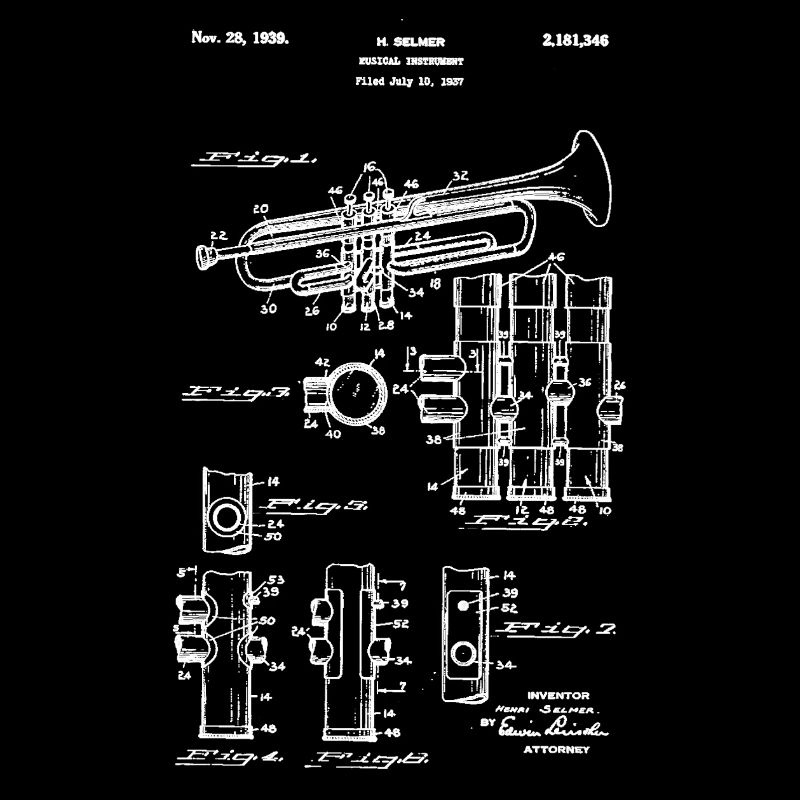 Trompette – Brevet de dessin technique Vintage blanc