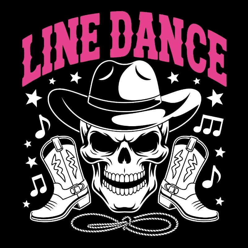 Line Dance Skull mit Stetson und Boots und Lasso