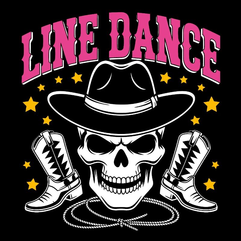 Line Dance Skull mit Stetson und Boots und Lasso