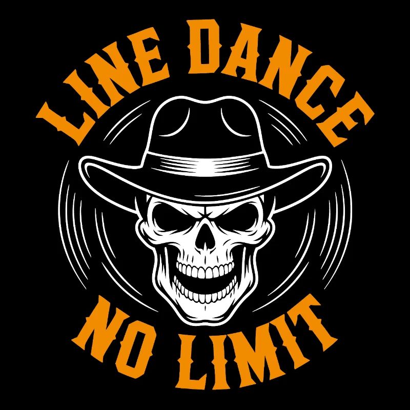 Crâne de danse en ligne avec stetson et bottes et lasso