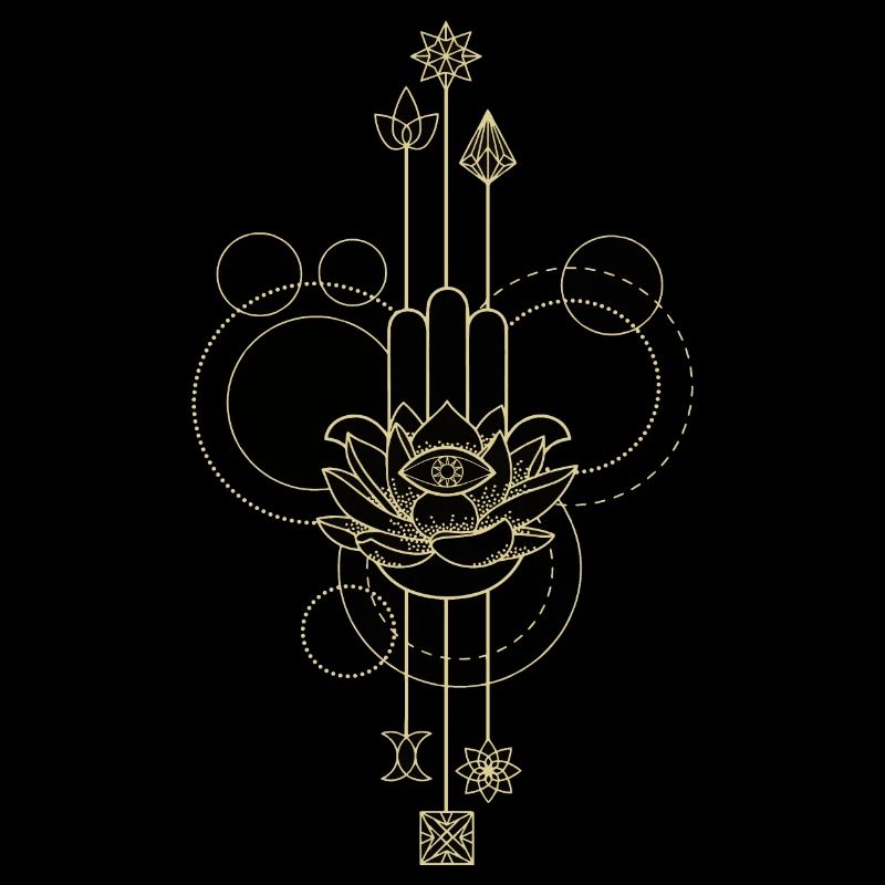 Main Hamsa dorée lotus éthéré