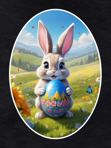 Easter Bunny with Egg, Oval