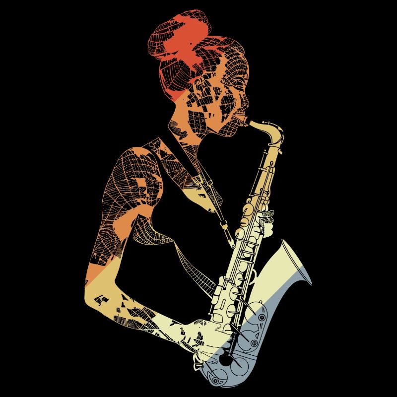 Saxophoniste Dessin Vintage