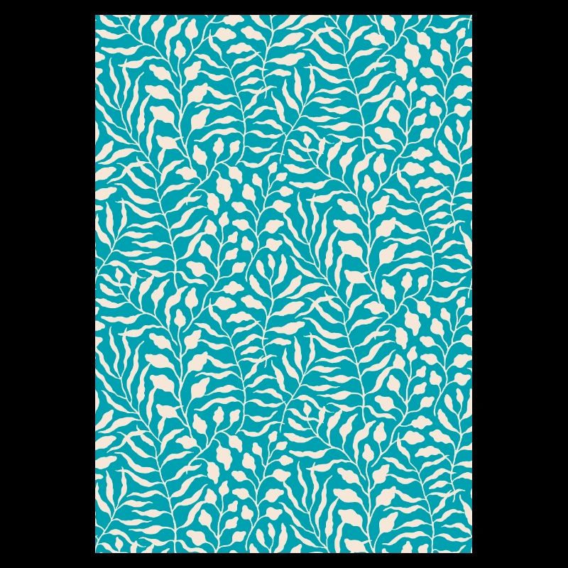 Blue Palm Leaf Design