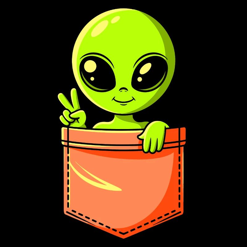 Green Alien in Breast Pocket - Peace