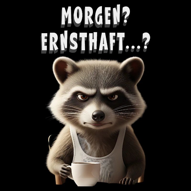 Mürrischer Waschbär Mit Kaffee Spruch Morgenmuffel