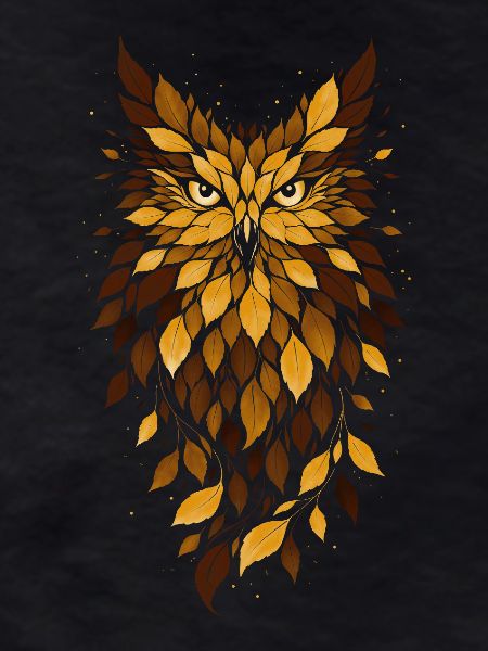 Golden Owl Leaf Pattern