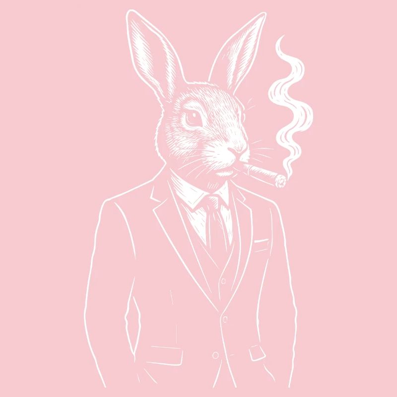 Dapper Rabbit in Suit Smoking
