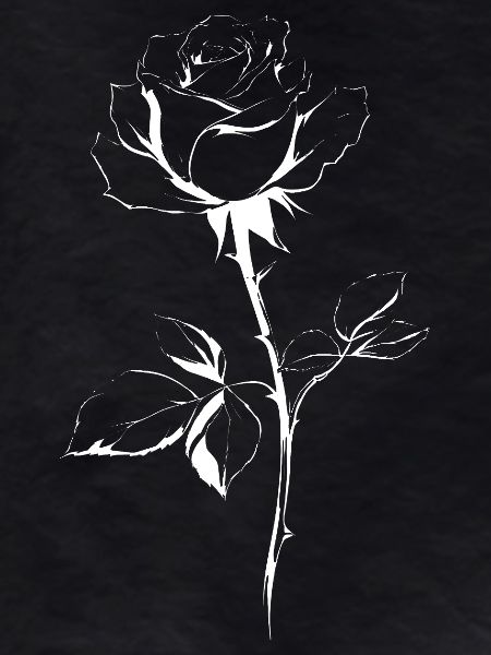 White Rose Line Art Silhouette