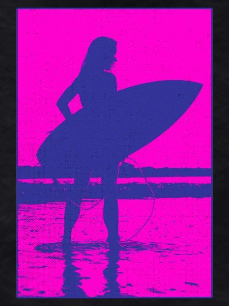 Neon Silhouette Surfer Beach