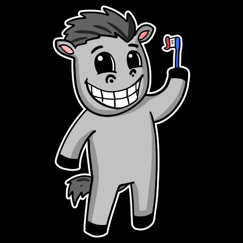 Horse with toothbrush