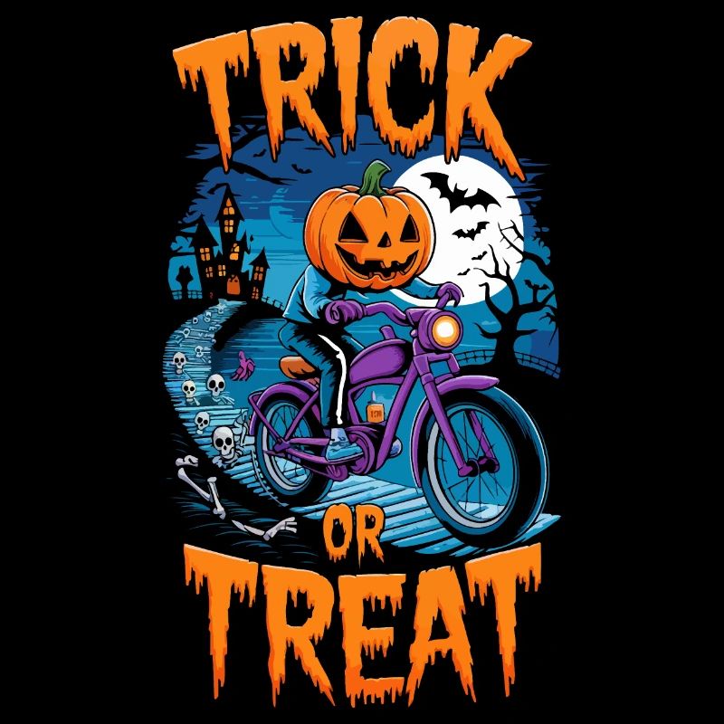 Halloween Süßes oder Saures Kürbis Fahrrad