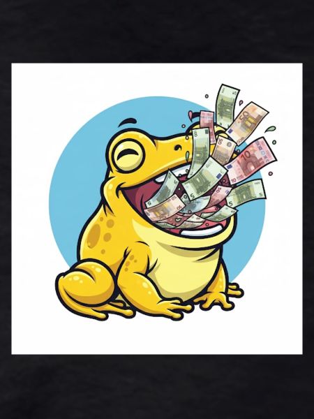 Laughing frog with money rain