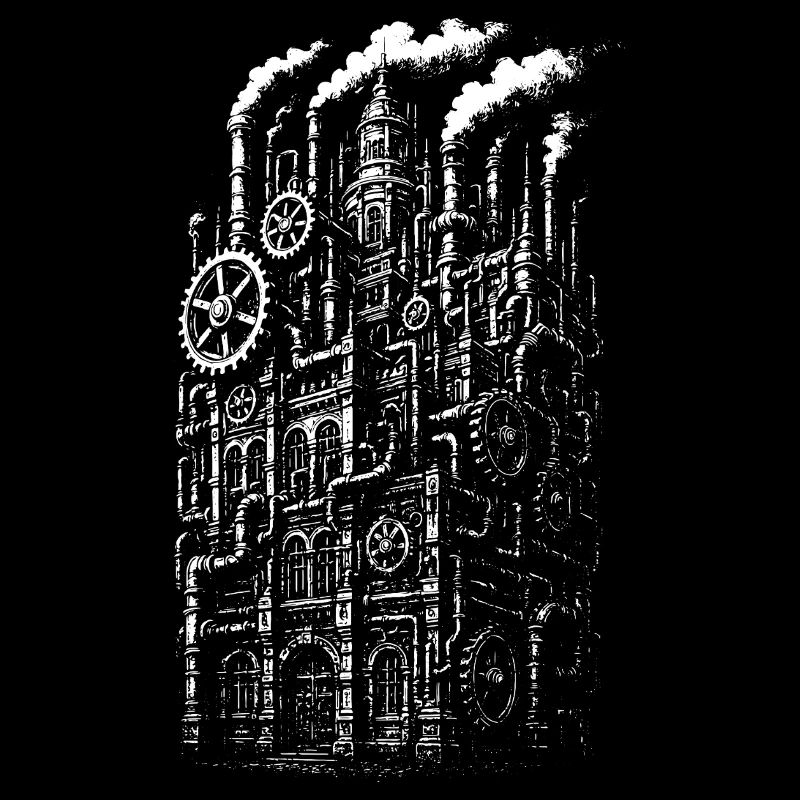Industrielles brutalistisches Gebäude Getriebe