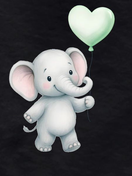 Elephant with heart balloon
