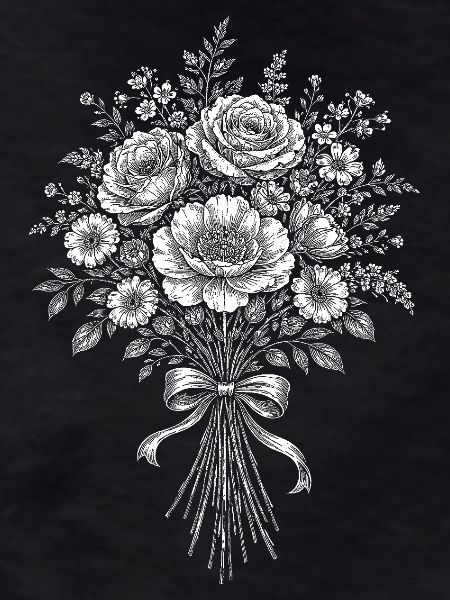 Bouquet silhouette with bow