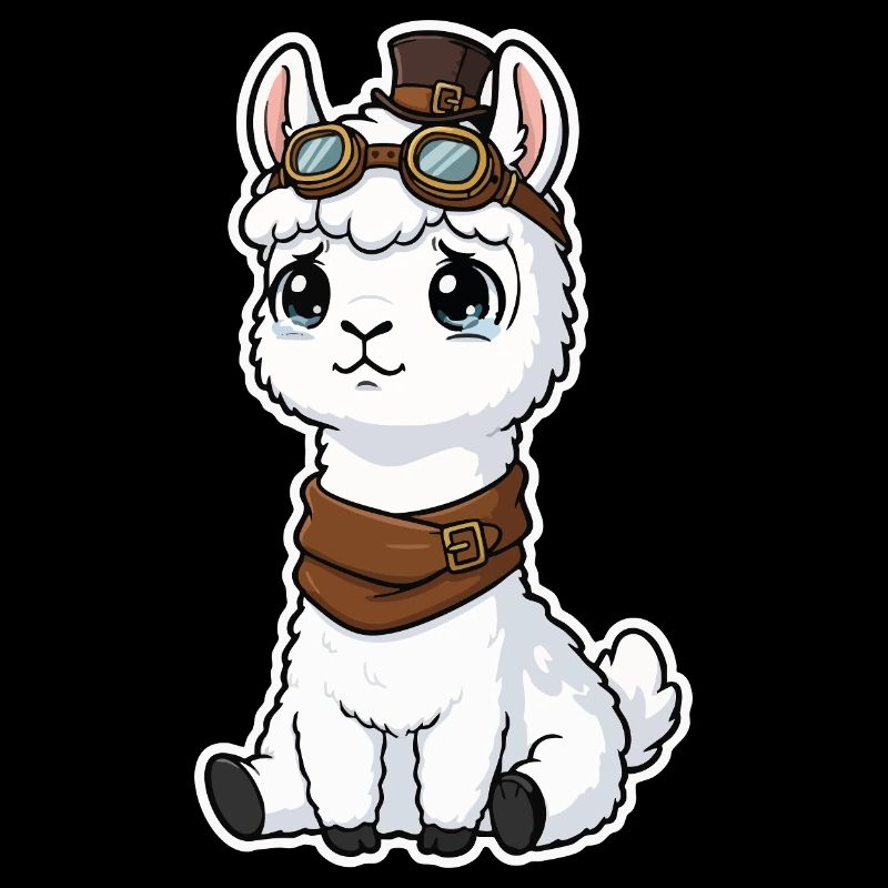 Steampunk Llama Cute Glowing Eyes Mascot