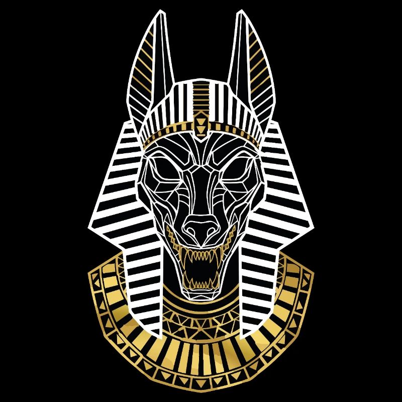 Masque Égyptien Anubis Or et Blanc Totem Divin