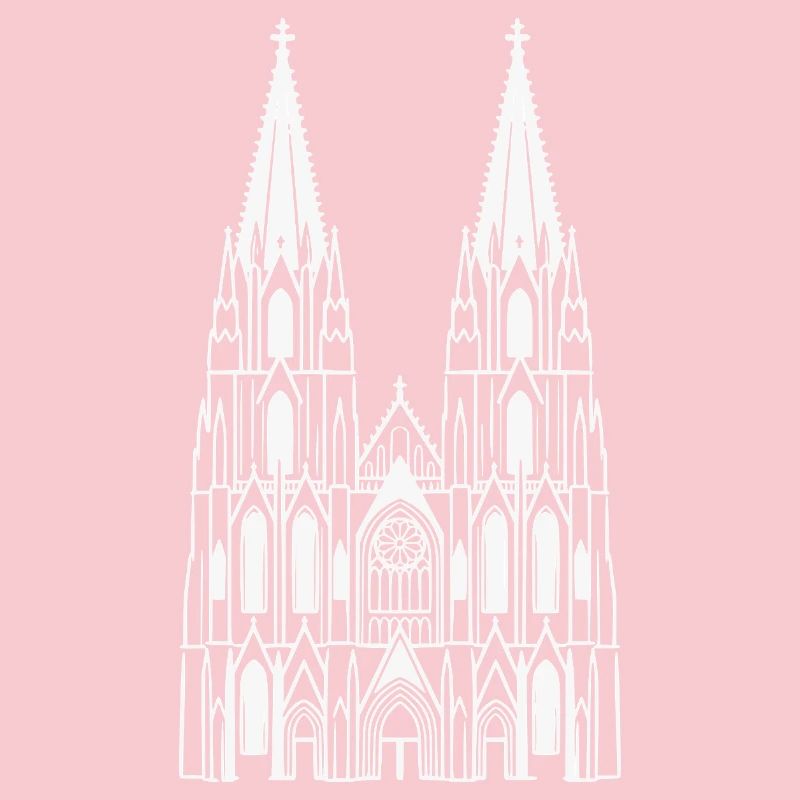 Cathédrale de Cologne Design White Sillouette