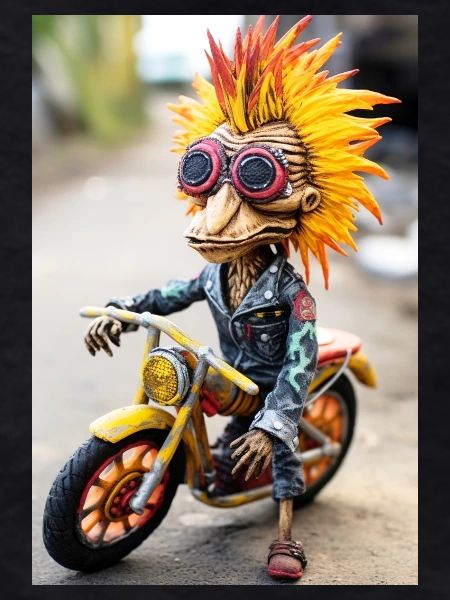 Crazy motorcycle mascot