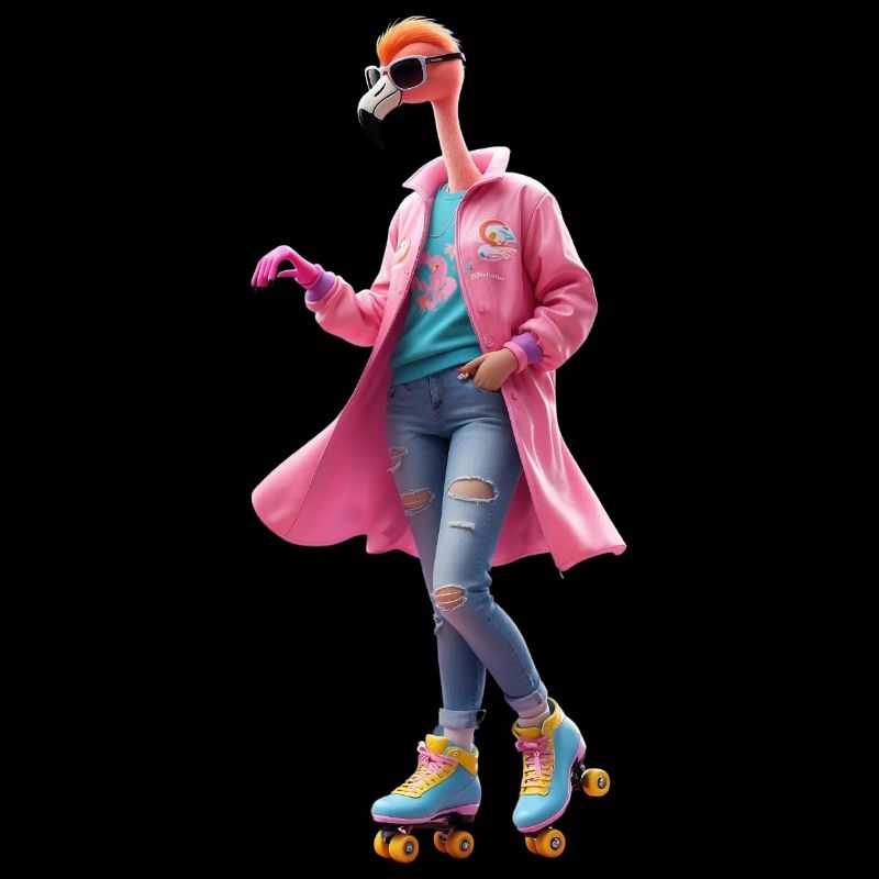 Rollerskating Flamingo