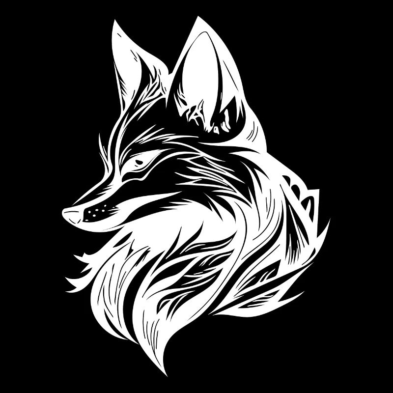 Elegant cunning fox in tattoo ink