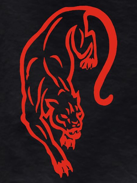 Red panther silhouette
