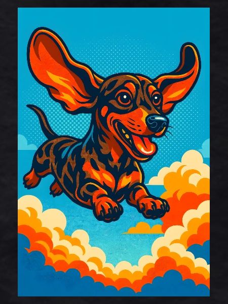 Vibrant Flying Dachshund Illustration
