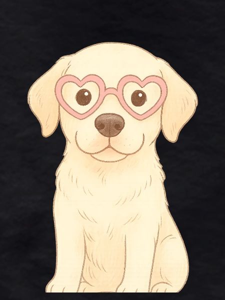 Playful dog with heart glasses
