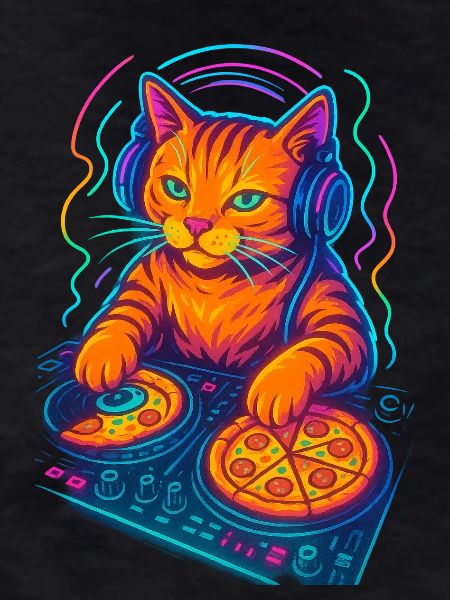 Neon DJ Cat Design