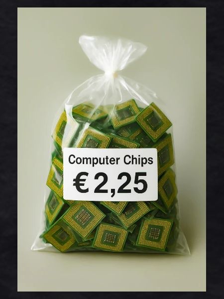 Preisschild für Computerchips