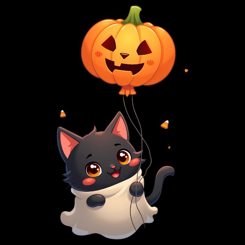 Halloween Cat with Halloween Pumpkin
