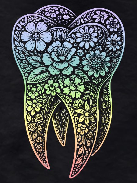 Flowers tooth in gradient