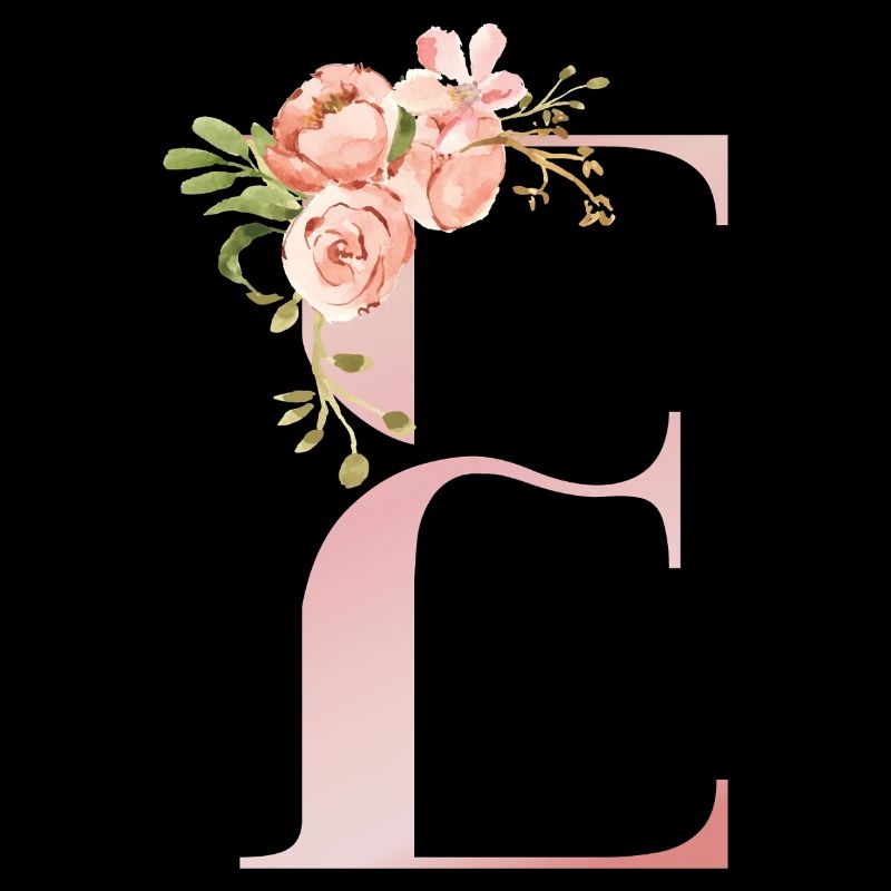Pastel Floral Monogram E