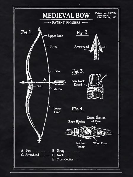 Medieval Bow Blueprint Illustration