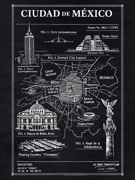 Mexico City Skyline Map
