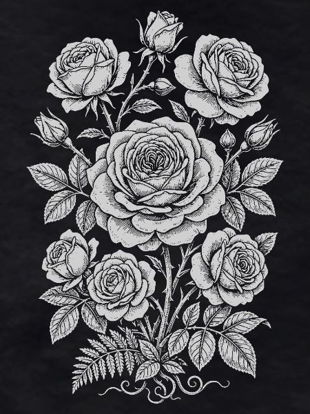 Monochrome Rose Silhouette Bouquet